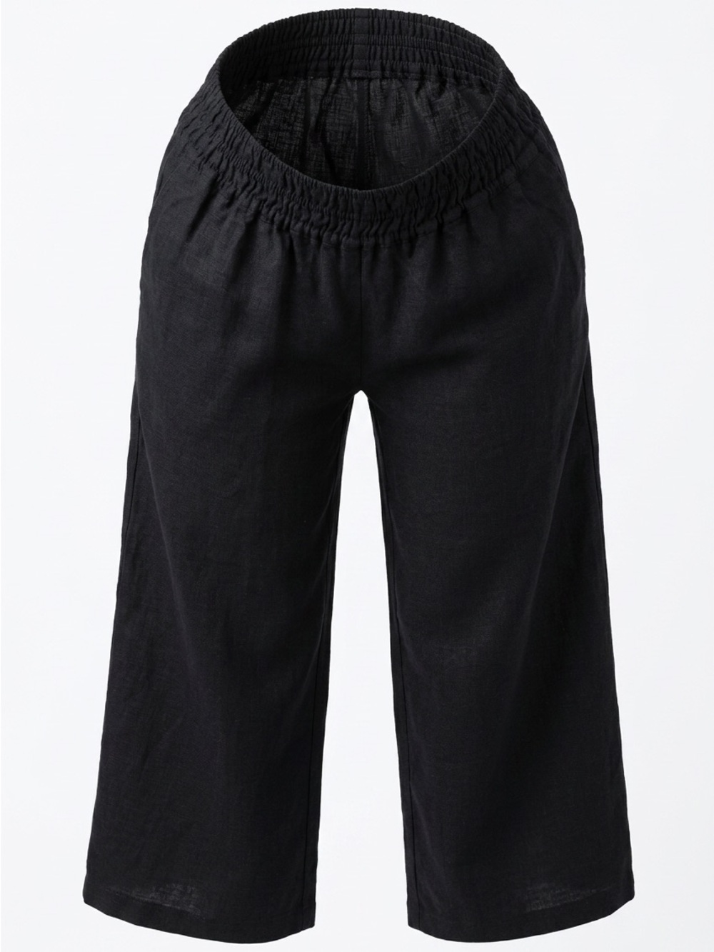 Anthropologie Black Wide-Leg Bermuda Shorts